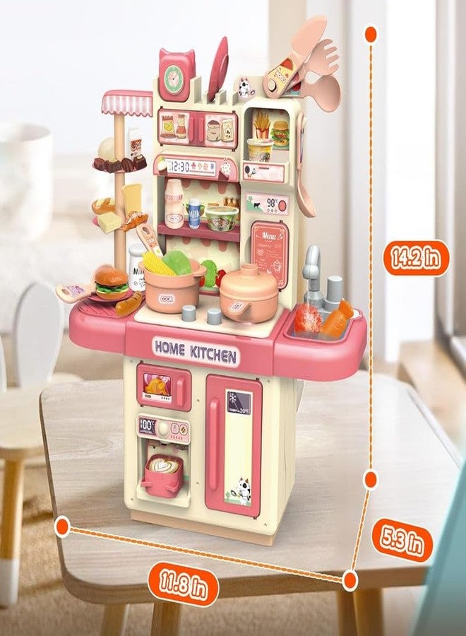 KONIGIN Play Game Mini Play Kitchen Set with Realistic Steam and Lights Cyclic Water System Pretend Play Food Kitchen Toys for Girls Boys (Multicolor) - Image 3